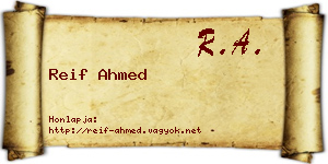 Reif Ahmed névjegykártya